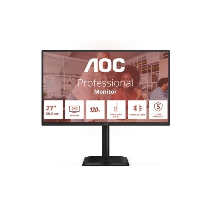 Monitor Profesional AOC Q27E4CV 27"/ QHD/ Multimedia/ Regulable en altura/ Negro