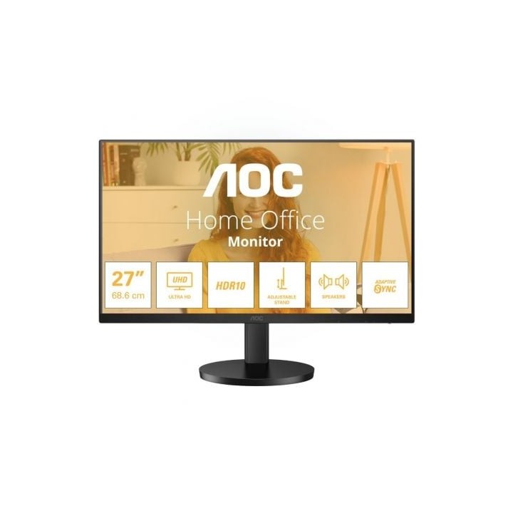 Monitor Profesional AOC U27B3AF 27"/ 4K/ Multimedia/ Regulable en altura/ Negro