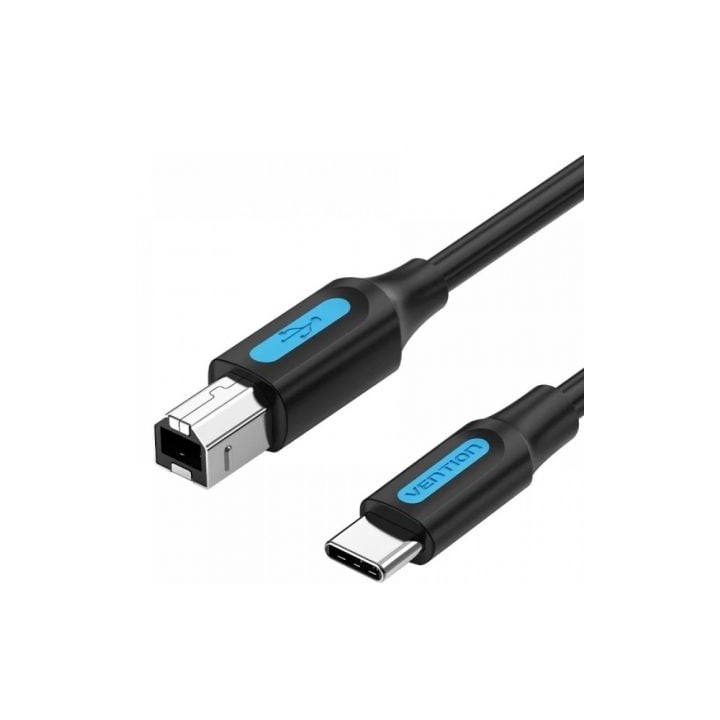 Cable USB 2.0 Impresora Vention CQUBF/ USB Tipo-B Macho - USB Tipo-C Macho/ 480Mbps/ 1m/ Negro