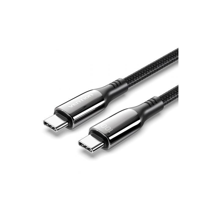 Cable USB 2.0 Tipo-C 5A 100W Vention CTKBAV/ USB Tipo-C Macho - USB Tipo-C Macho/ Hasta 100W/ 480Mbps/ 1.2m/ Negro