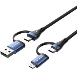 Cable USB 2.0 Tipo-C Vention CTLLF/ USB Tipo-C Macho - USB Macho/ MicroUSB Macho - USB Tipo-C Macho/ Hasta 100W/ 480Mbps/ 1m/ N