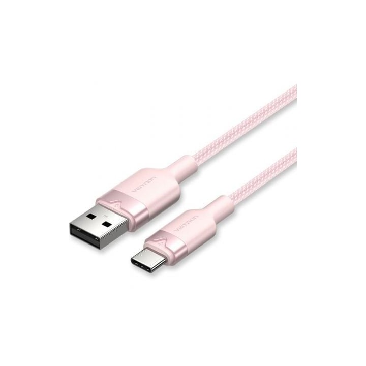 Cable USB 2.0 Tipo-C Vention CTNPF/ USB Tipo-C Macho - USB Macho/ Hasta 60W/ 480Mbps/ 1m/ Rosa