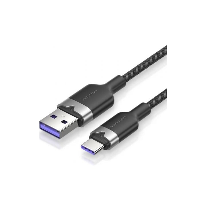 Cable USB 2.0 Tipo-C Vention CTOBF/ USB Tipo-C Macho - USB Macho/ Hasta 100W/ 480Mbps/ 1m/ Negro