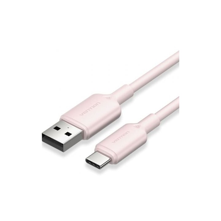 Cable USB 2.0 Tipo-C Vention CTQPH/ USB Tipo-C Macho - USB Macho/ Hasta 60W/ 480Mbps/ 2m/ Rosa