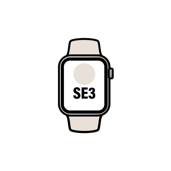 Apple Watch SE3/ GPS/ 44mm/ Caja de Aluminio Blanco Estrella/ Correa Deportiva Blanco Estrella S/M