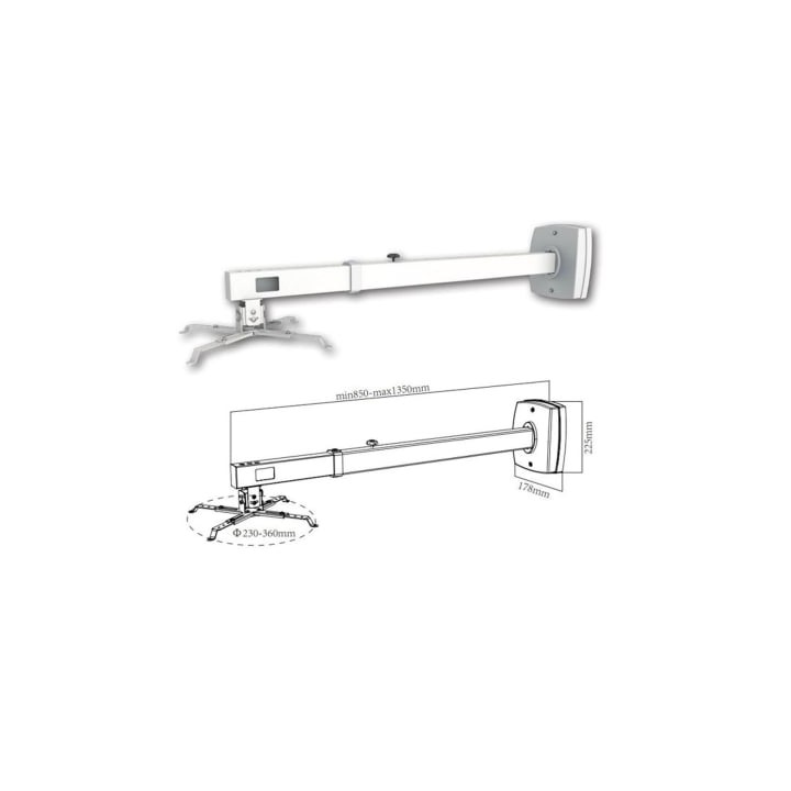 Soporte de Pared para Proyector Approx appSV03P/ Extensible/ hasta 10kg