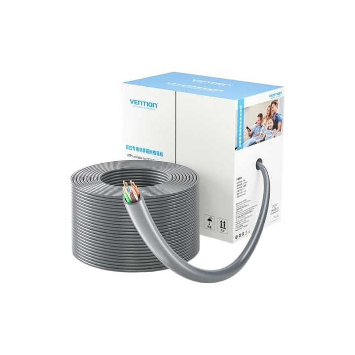 Bobina de Cable RJ45 UTP Vention IJCH305 Outdoor Patch Cat.5e/ 305m/ Gris