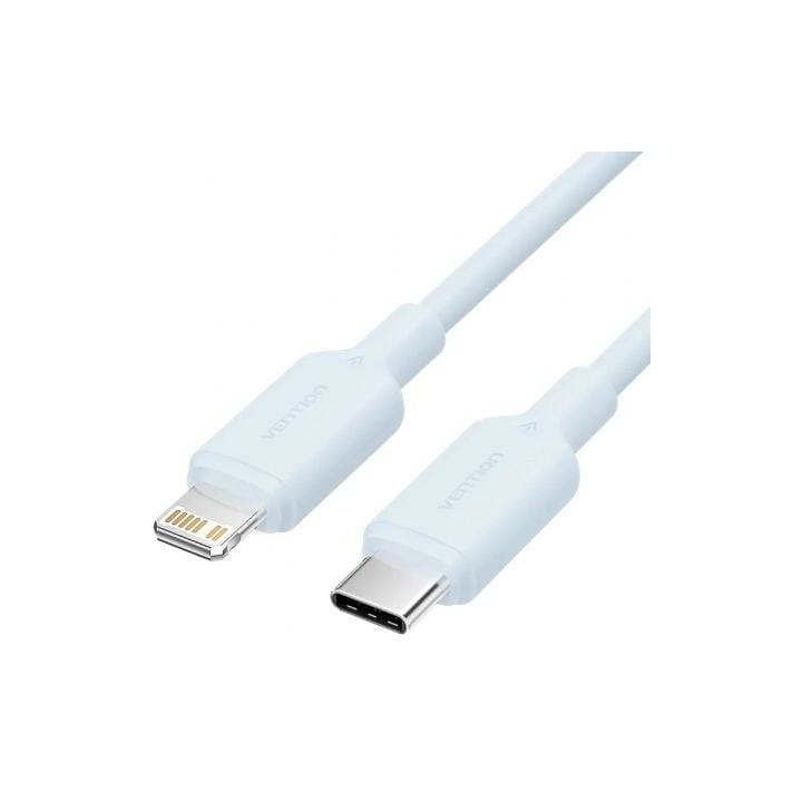 Cable USB 2.0 Tipo-C Lightning Vention LAKSH/ USB Tipo-C Macho - Lightning Macho/ Hasta 27W/ 480Mbps/ 2m/ Azul