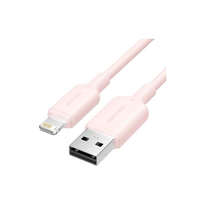 Cable USB 2.0 Lightning Vention LAMPF/ USB Macho - Lightning Macho/ 480Mbps/ 1m/ Rosa