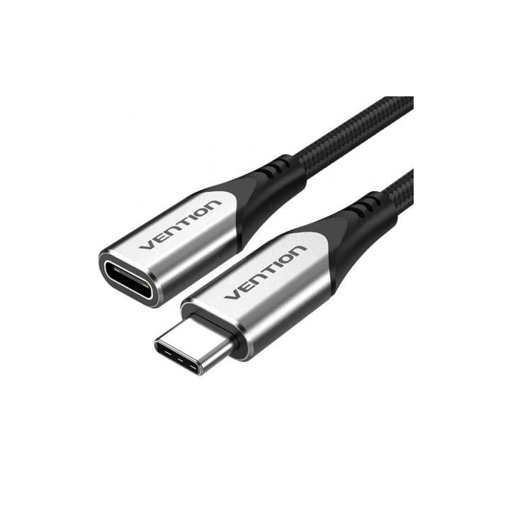 Cable Alargador USB 3.1 Tipo-C Vention TABHF/ USB Tipo-C Macho - USB Tipo-C Hembra/ Hasta 60W/ 5Gbps/ 1m/ Gris