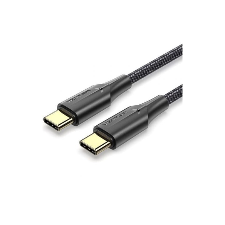 Cable USB 2.0 Tipo-C 3A Vention TAUBD/ USB Tipo-C Macho - USB Tipo-C Macho/ Hasta 60W/ 480Mbps/ 50cm/ Negro