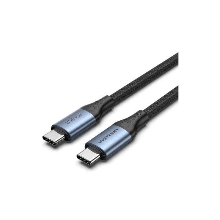 Cable USB 4.0 Tipo-C 5A Vention TAVHF/ USB Tipo-C Macho - USB Tipo-C Macho/ Hasta 240W/ 40Gbps/ 1m/ Gris