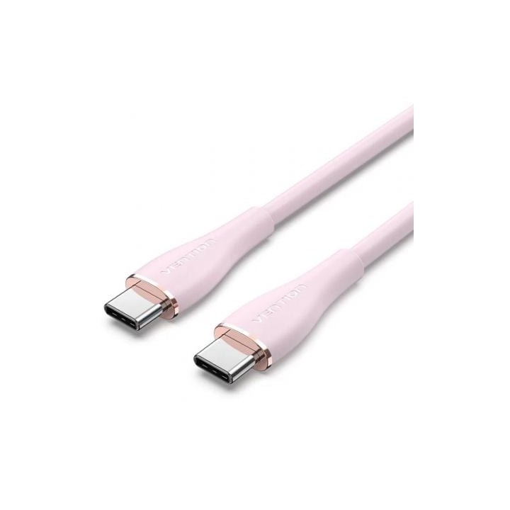 Cable USB 2.0 Tipo-C Vention TAWPF/ USB Tipo-C Macho - USB Tipo-C Macho/ Hasta 100W/ 480Mbps/ 1m/ Rosa
