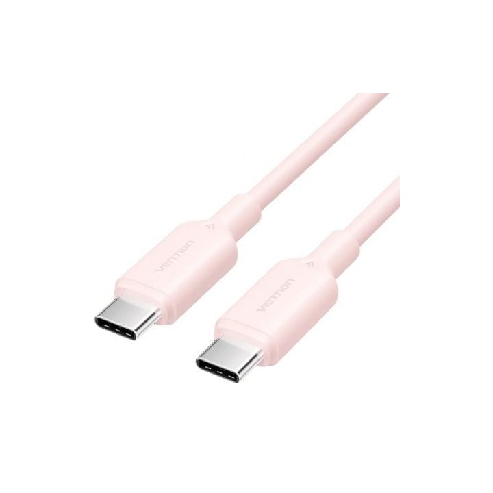 Cable USB 2.0 Tipo-C 3A Vention TRCPF/ USB Tipo-C Macho - USB Tipo-C Macho/ Hasta 60W/ 480Mbps/ 1m/ Rosa