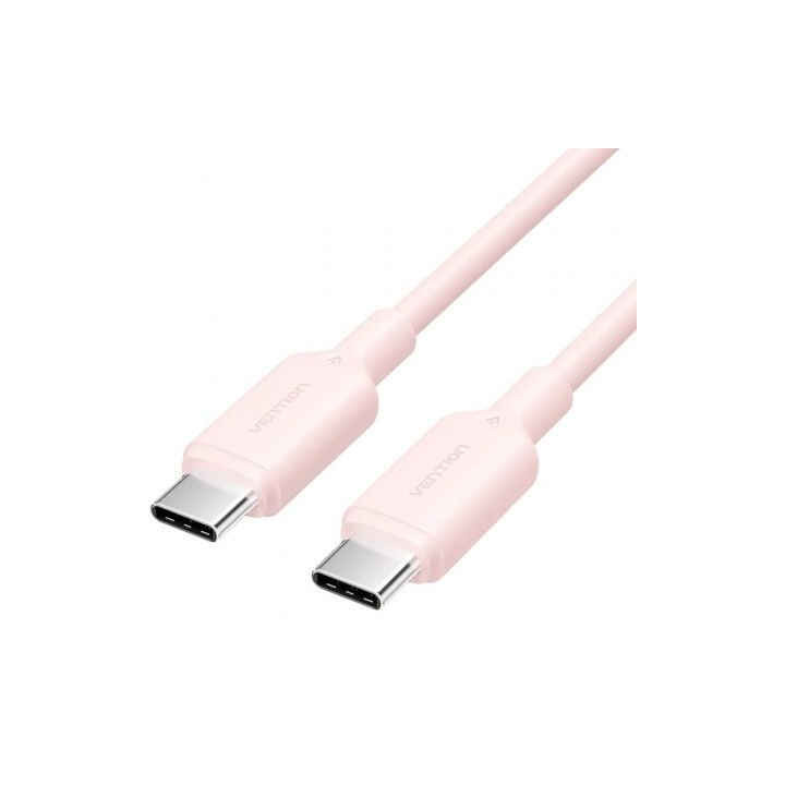 Cable USB 2.0 Tipo-C 3A Vention TRCPH/ USB Tipo-C Macho - USB Tipo-C Macho/ Hasta 60W/ 480Mbps/ 2m/ Rosa