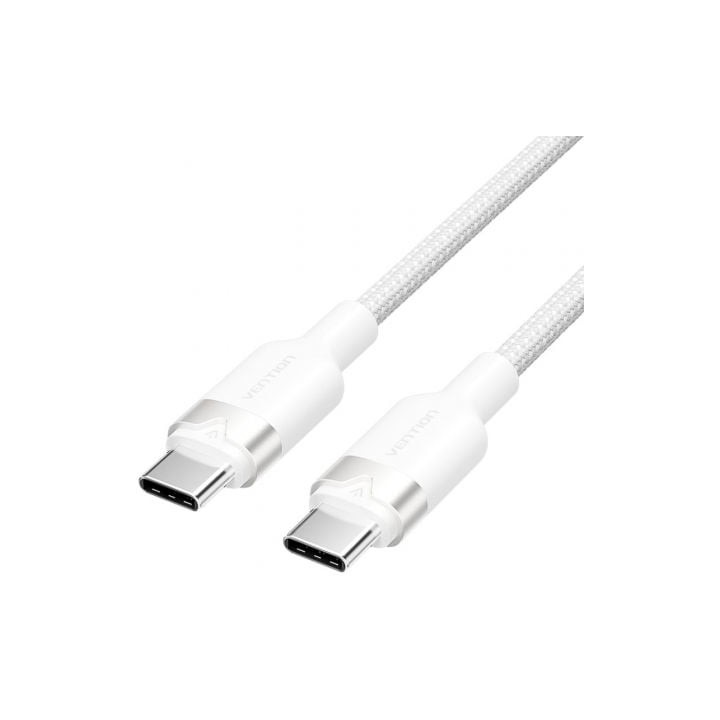 Cable USB 2.0 Tipo-C 3A Vention TRDWH/ USB Tipo-C Macho - USB Tipo-C Macho/ Hasta 60W/ 480Mbps/ 2m/ Blanco