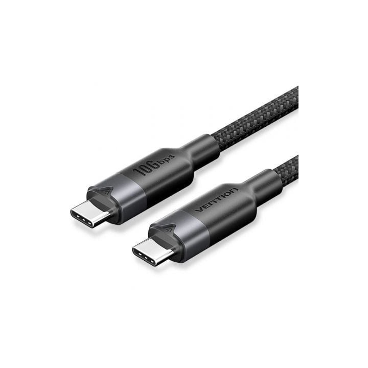 Cable USB 3.2 Tipo-C 5A Vention TRGBH/ USB Tipo-C Macho - USB Tipo-C Macho/ Hasta 100W/ 10Gbps/ 2m/ Negro