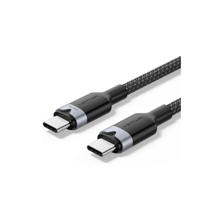 Cable USB 2.0 Tipo-C 5A Vention TRIBF/ USB Tipo-C Macho - USB Tipo-C Macho/ Hasta 240W/ 480Mbps/ 1m/ Negro
