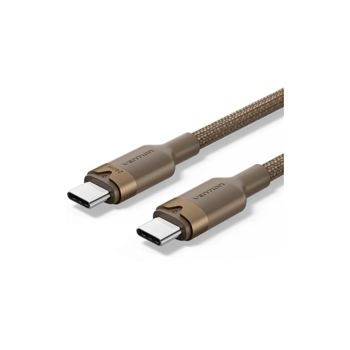 Cable USB 2.0 Tipo-C 5A Vention TRIJF/ USB Tipo-C Macho - USB Tipo-C Macho/ Hasta 240W/ 480Mbps/ 1m/ Dorado
