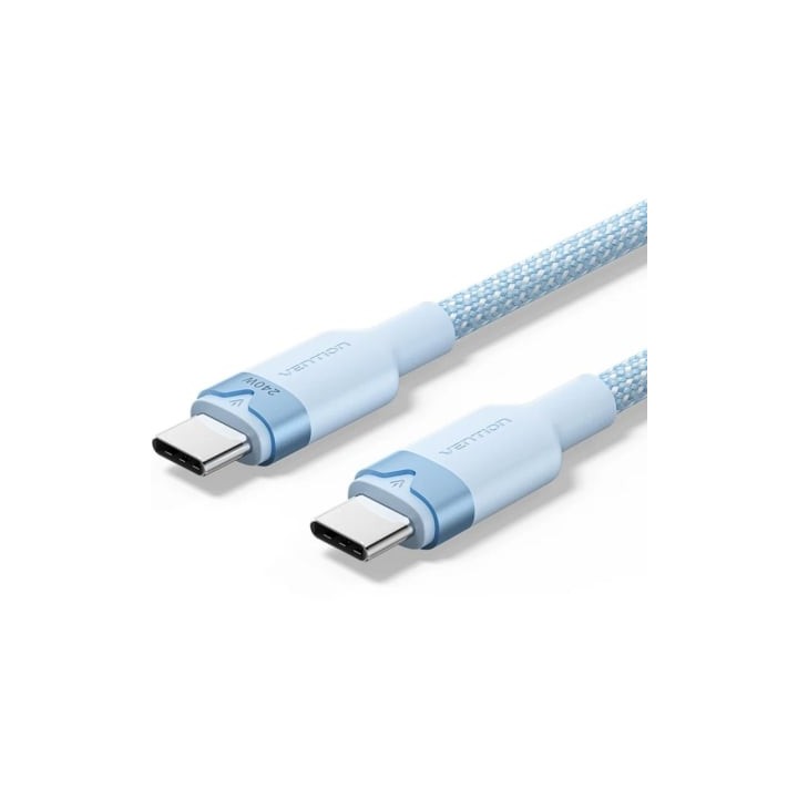 Cable USB 2.0 Tipo-C 5A Vention TRISH/ USB Tipo-C Macho - USB Tipo-C Macho/ Hasta 240W/ 480Mbps/ 2m/ Azul