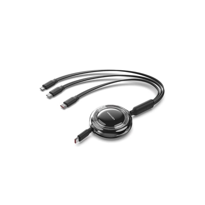 Cable USB Tipo-C 2.0 5A Vention TRKBBE/ USB Tipo-C Macho - 3x USB Tipo-C Macho/ Hasta 100W/ 480Mbps/ 1.1m/ Negro