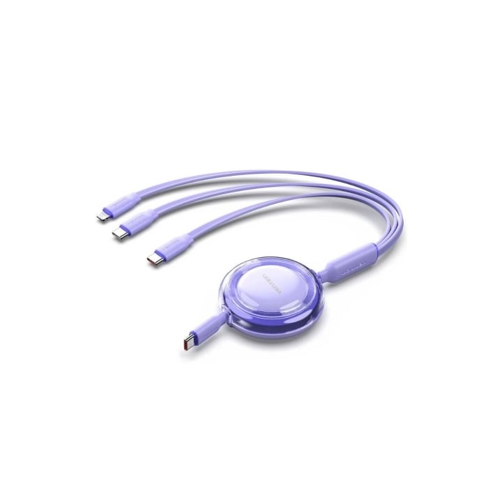 Cable USB Tipo-C 2.0 5A Vention TRKVBE/ USB Tipo-C Macho - 3x USB Tipo-C Macho/ Hasta 100W/ 480Mbps/ 1.1m/ Morado