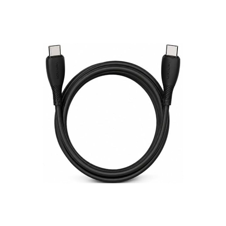 Cable USB 2.0 Tipo-C Vention TRVBH/ USB Tipo-C Macho - USB Tipo-C Macho/ Hasta 60W/ 480Mbps/ 2m/ Negro