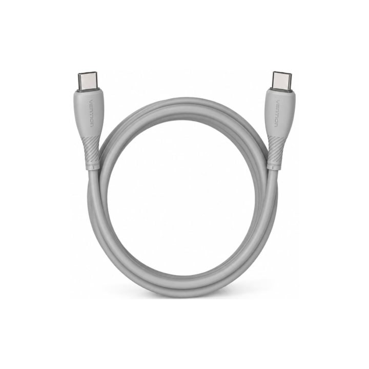 Cable USB 2.0 Tipo-C Vention TRVHF/ USB Tipo-C Macho - USB Tipo-C Macho/ Hasta 60W/ 480Mbps/ 1m/ Gris