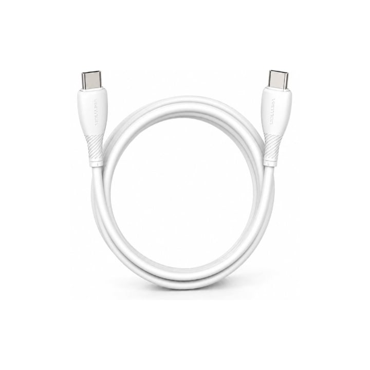 Cable USB 2.0 Tipo-C Vention TRVWH/ USB Tipo-C Macho - USB Tipo-C Macho/ Hasta 60W/ 480Mbps/ 2m/ Blanco