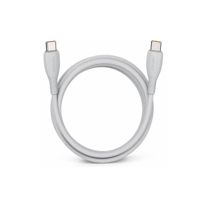 Cable USB 2.0 Tipo-C Vention TRWHF/ USB Tipo-C Macho - USB Tipo-C Macho/ Hasta 100W/ 480Mbps/ 1m/ Gris