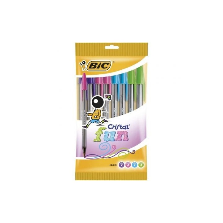 Bolígrafos de Tinta de Aceite Bic Cristal Fun 921342/ 10 unidades/ Colores Surtidos