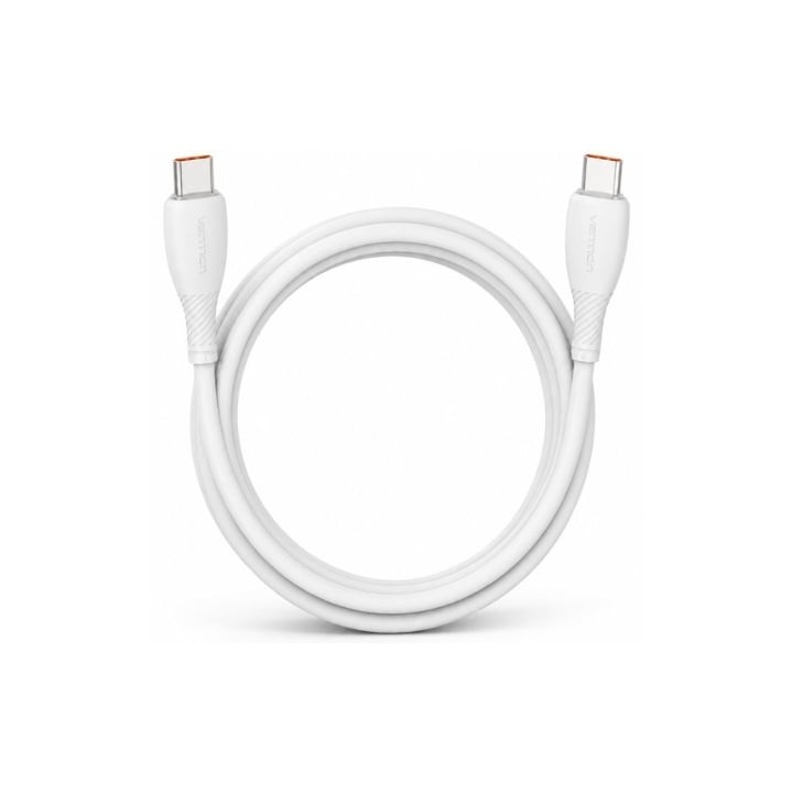 Cable USB 2.0 Tipo-C Vention TRWWH/ USB Tipo-C Macho - USB Tipo-C Macho/ Hasta 100W/ 480Mbps/ 2m/ Blanco
