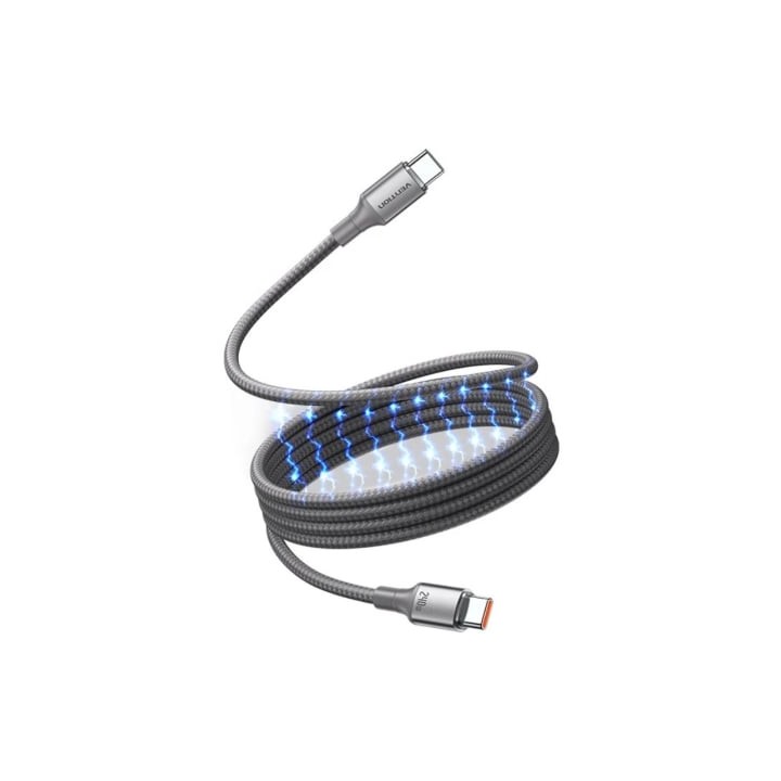 Cable Magnético USB 2.0 Tipo-C 5A Vention TSAJF/ USB Tipo-C Macho - USB Tipo-C Macho/ Hasta 240W/ 480Mbps/ 1m/ Titanio