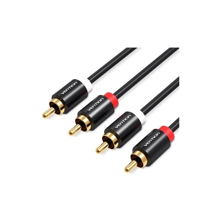 Cable Estéreo Vention VAB-R06-B200/ 2x RCA Macho - 2x RCA Macho/ 2m/ Negro
