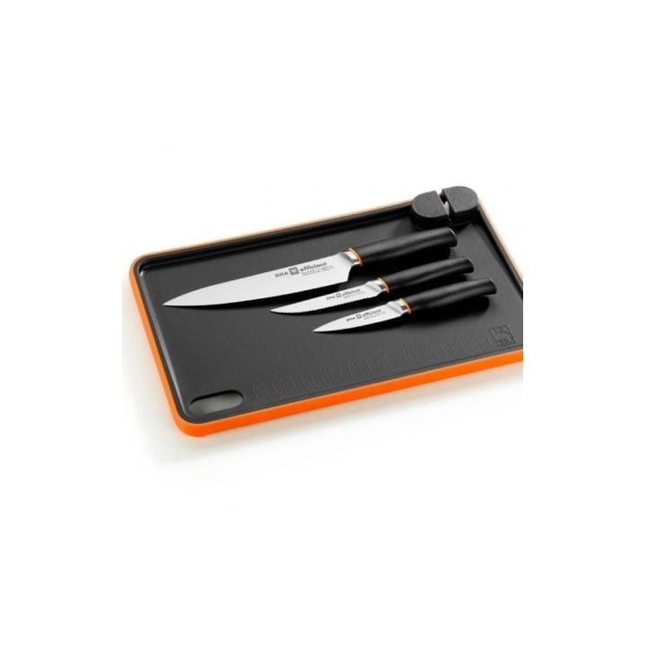 Pack 3 Cuchillos Bra Efficient A198021 con tabla para cortar