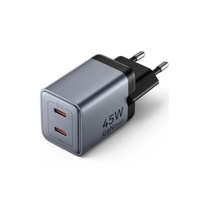 Cargador de Pared GaN Vention FCDH0-EU/ 2xUSB Tipo-C/ 45W