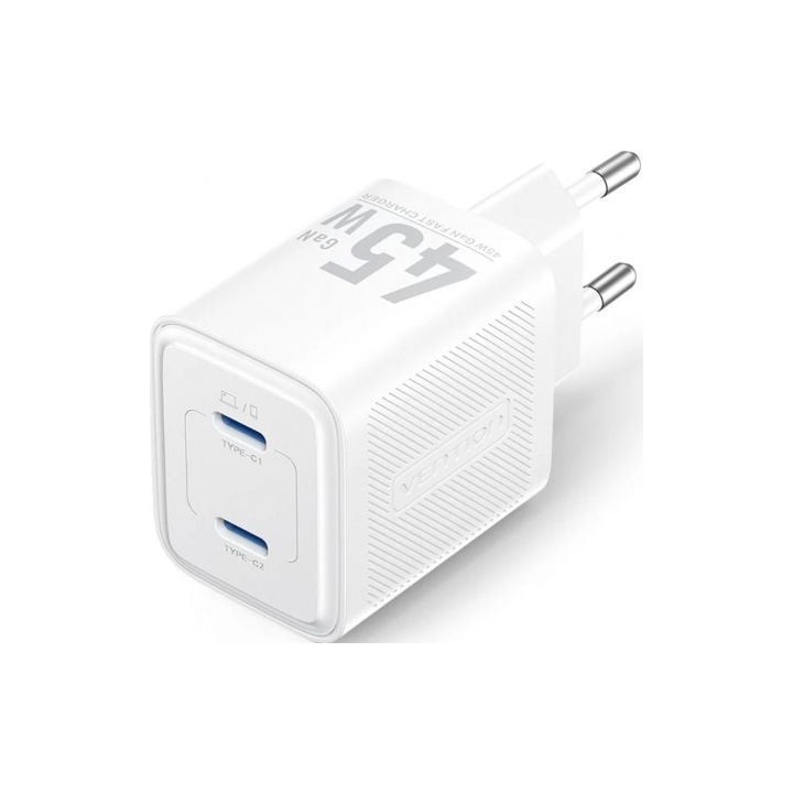 Cargador de Pared GaN Vention FEFW0-EU/ 2xUSB Tipo-C/ 45W