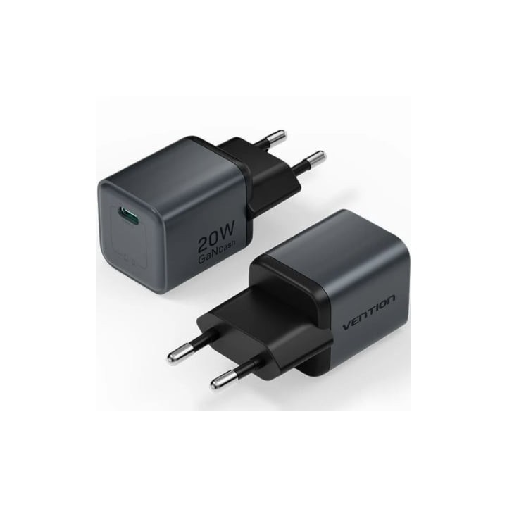 Cargador de Pared GaN Vention FEVH0-EU/ 1xUSB Tipo-C/ 20W