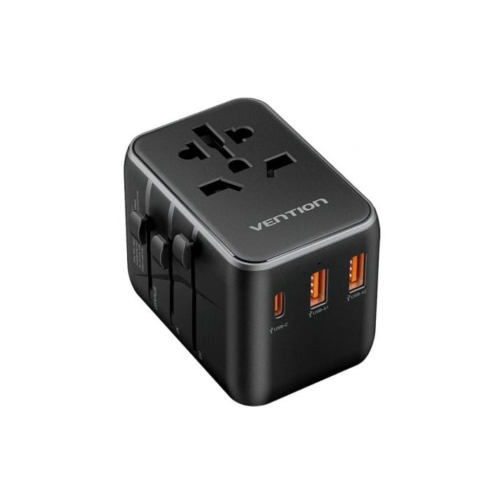 Cargador de Pared Universal Vention FJEB0/ Toma de Corriente Universal/ 1xUSB Tipo-C/ 2xUSB/ 65W