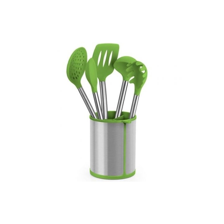 Set 5 Utensilios Bra Prior A197011/ Bote Porta Utensilios/ Espátula/ Cuchara/ Pasta/ Cazo/ Espumadera/ Cucharón
