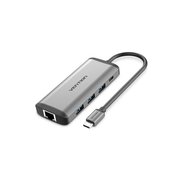 Docking USB Tipo-C Vention CNDHB/ 1xHDMI 4K/ 3xUSB/ 1xUSB Tipo-C PD/ 1xRJ45/ 1xLector tarjetas/ Gris