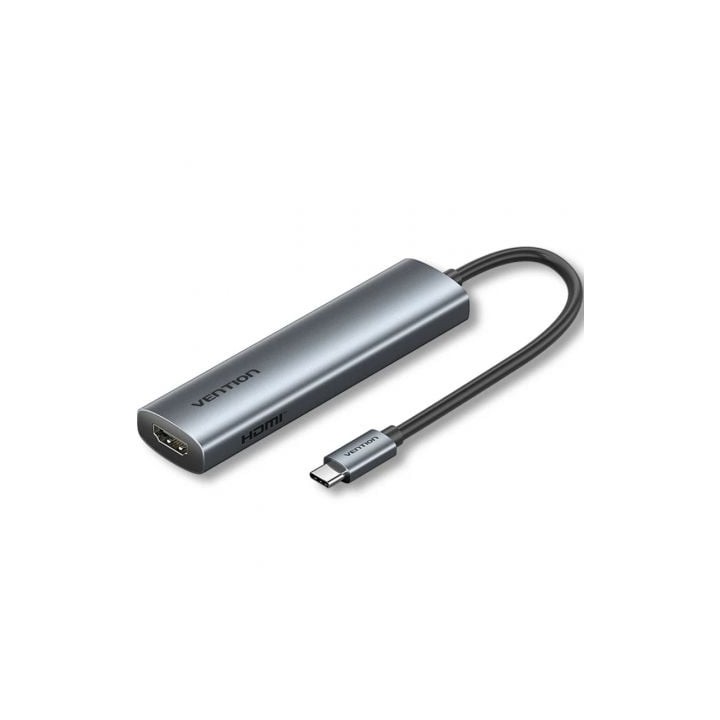 Docking USB Tipo-C Vention TGLHB/ 1xUSB Tipo-C/ 2xUSB/ 1xHDMI 4K/ 1xUSB Tipo-C PD/ Gris
