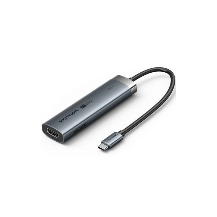 Docking USB Tipo-C Vention TGMHB/ 3xUSB/ 1xHDMI 4K/ 1xUSB Tipo-C PD/ Gris