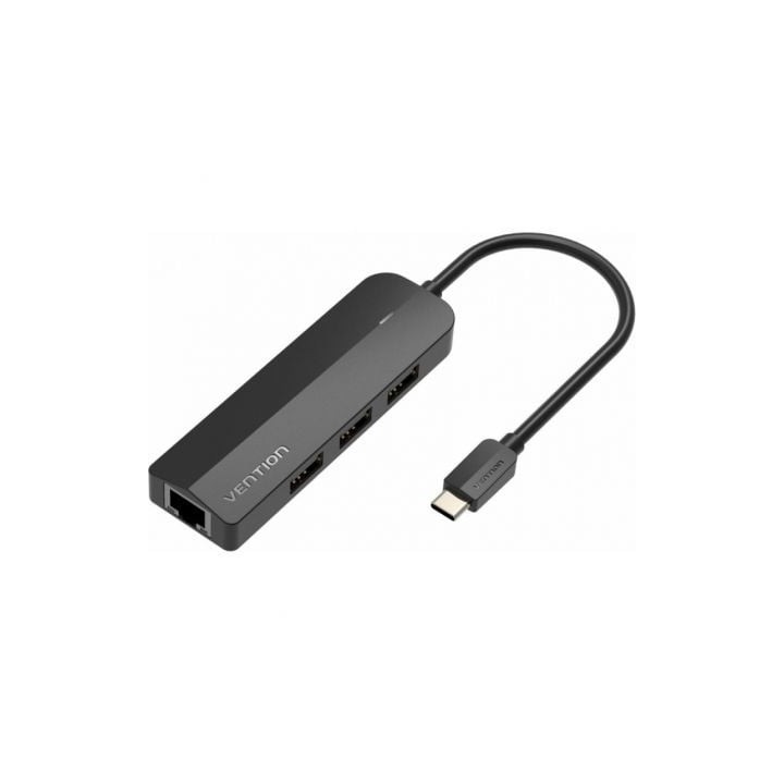 Hub USB Tipo-C Vention TGOBB/ 3xUSB/ 1xRJ45/ 1x Micro B PD