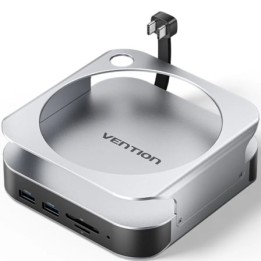Docking para Mac Mini USB Tipo-C Vention THIHAG/ Ranura SSD M.2/ 4xUSB/ 1xUSB Tipo-C/ 1xDisplayPort 4K/ 1xLector Tarjetas/ 1xJa