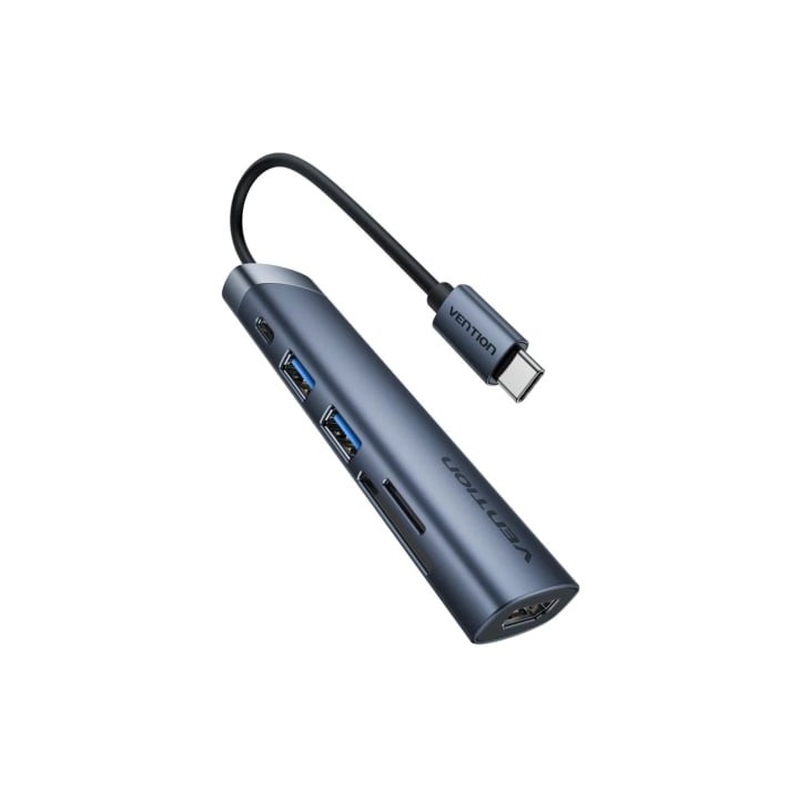 Docking USB Tipo-C Vention THJHB/ 1xHDMI 4K/ 2xUSB/ 1xUSB Tipo-C PD/ Gris