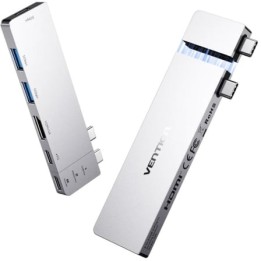 Docking USB Tipo-C Vention THZH0/ 1xHDMI 4K/ 2xUSB/ 2xUSB Tipo-C/ 1xThunderBolt/ 1xUSB Tipo-C PD/ Gris