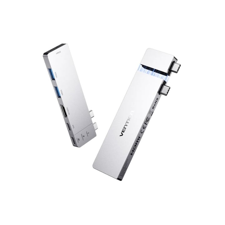 Docking USB Tipo-C Vention THZH0/ 1xHDMI 4K/ 2xUSB/ 2xUSB Tipo-C/ 1xThunderBolt/ 1xUSB Tipo-C PD/ Gris