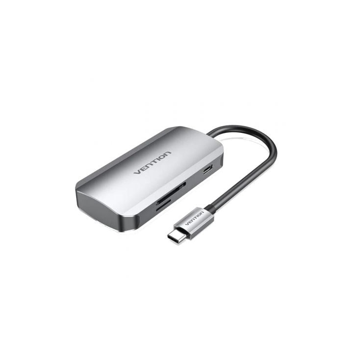 Docking USB Tipo-C Vention TNHHB/ 3xUSB/ 1xUSB Tipo-C PD/ 1xLector Tarjetas SD y MicroSD/ Gris
