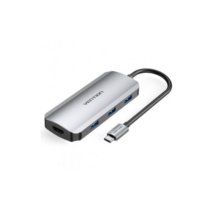 Docking USB Tipo-C Vention TOFHB/ 1xHDMI/ 3xUSB/ 1xUSB Tipo-C/ 1xUSB Tipo-C PD/ Gris